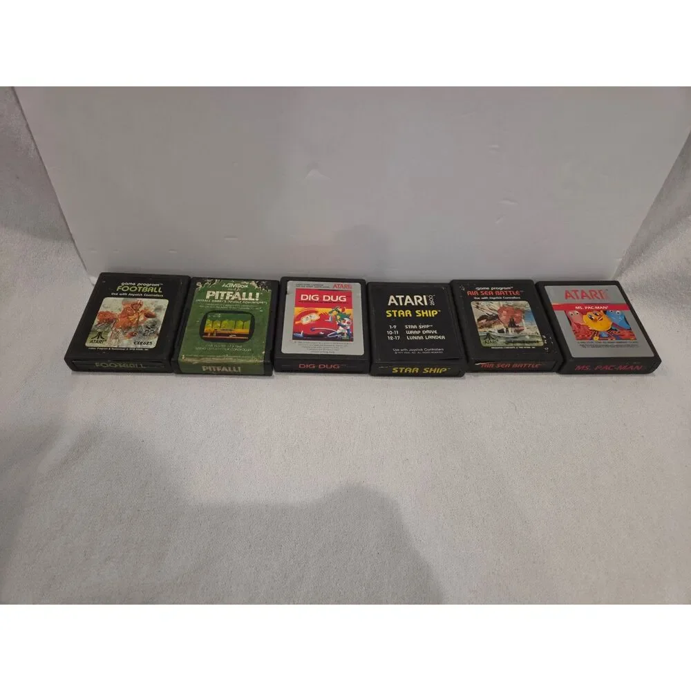 Vintage Atari 2600 Game Lot of 6 - Pitfall Dig Dug Ms Pac Man - Cartridges Only